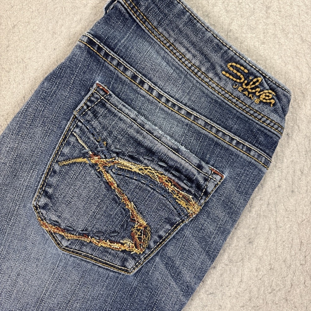 Silver Jeans Aiko Capri Womens 29 Blue Embroidered Stretch Denim Y2K